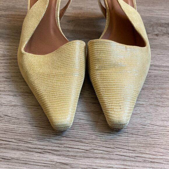 Rejina Pyo Joan Slingback Calfskin Yellow Leather Heels Size 37 - Picture 4 of 9